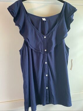Old Navy Navy Ruffle Button-Front Sleeveless Blouse - XL